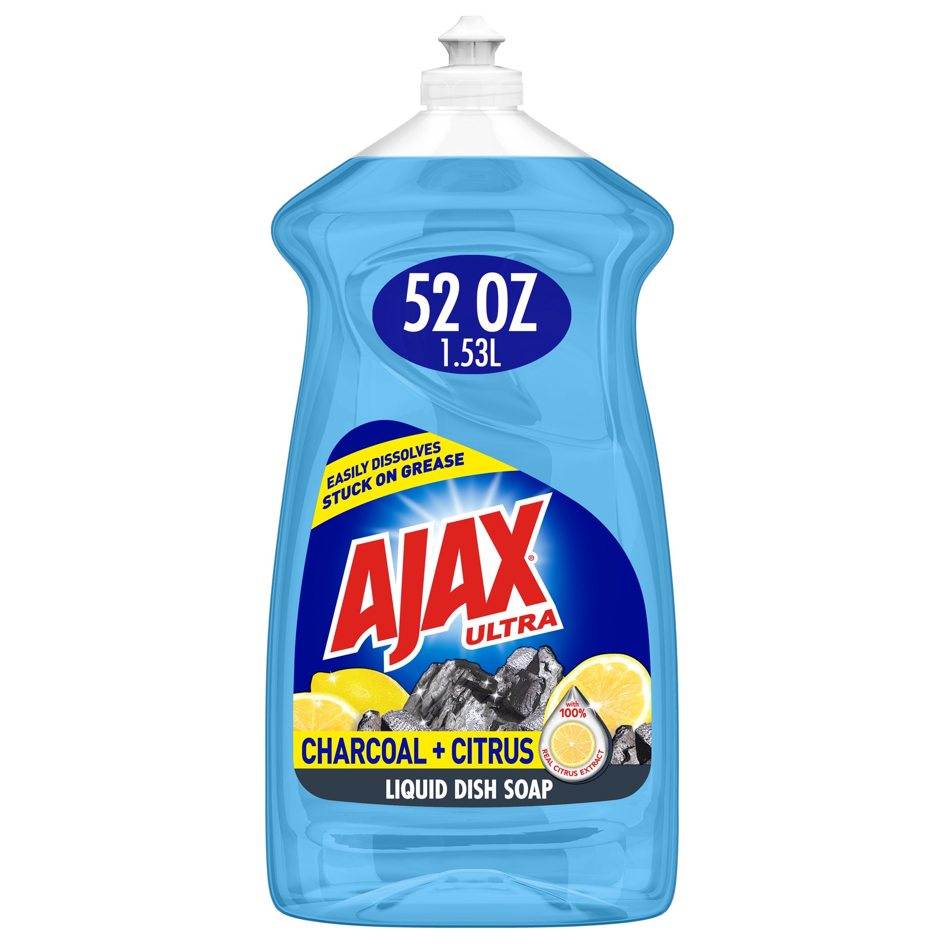 slide 1 of 3, Ajax Liquid Dish Soap, Charcoal + Citrus - 52 Fluid Ounce, 52 fl oz