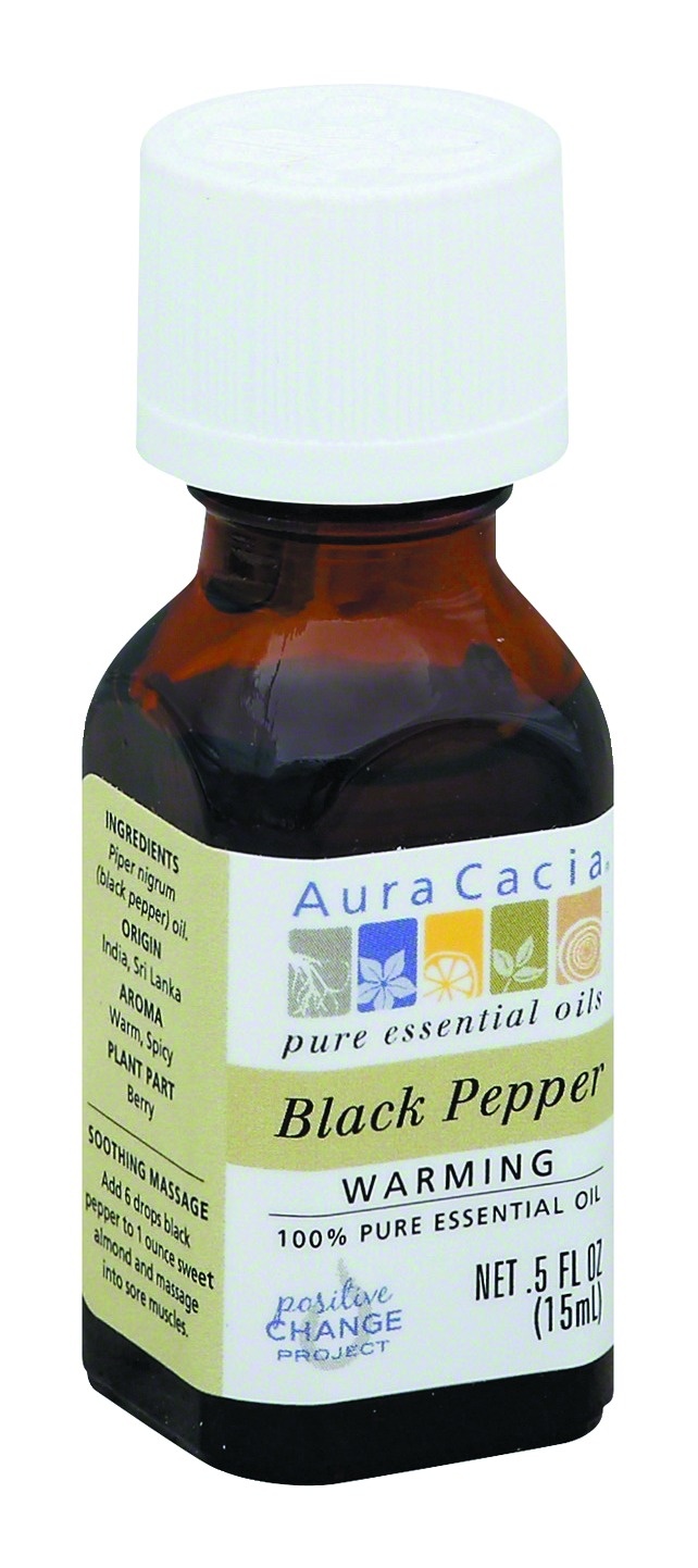 slide 1 of 2, Aura Cacia Black Pepper Essential Oil, 0.5 fl oz