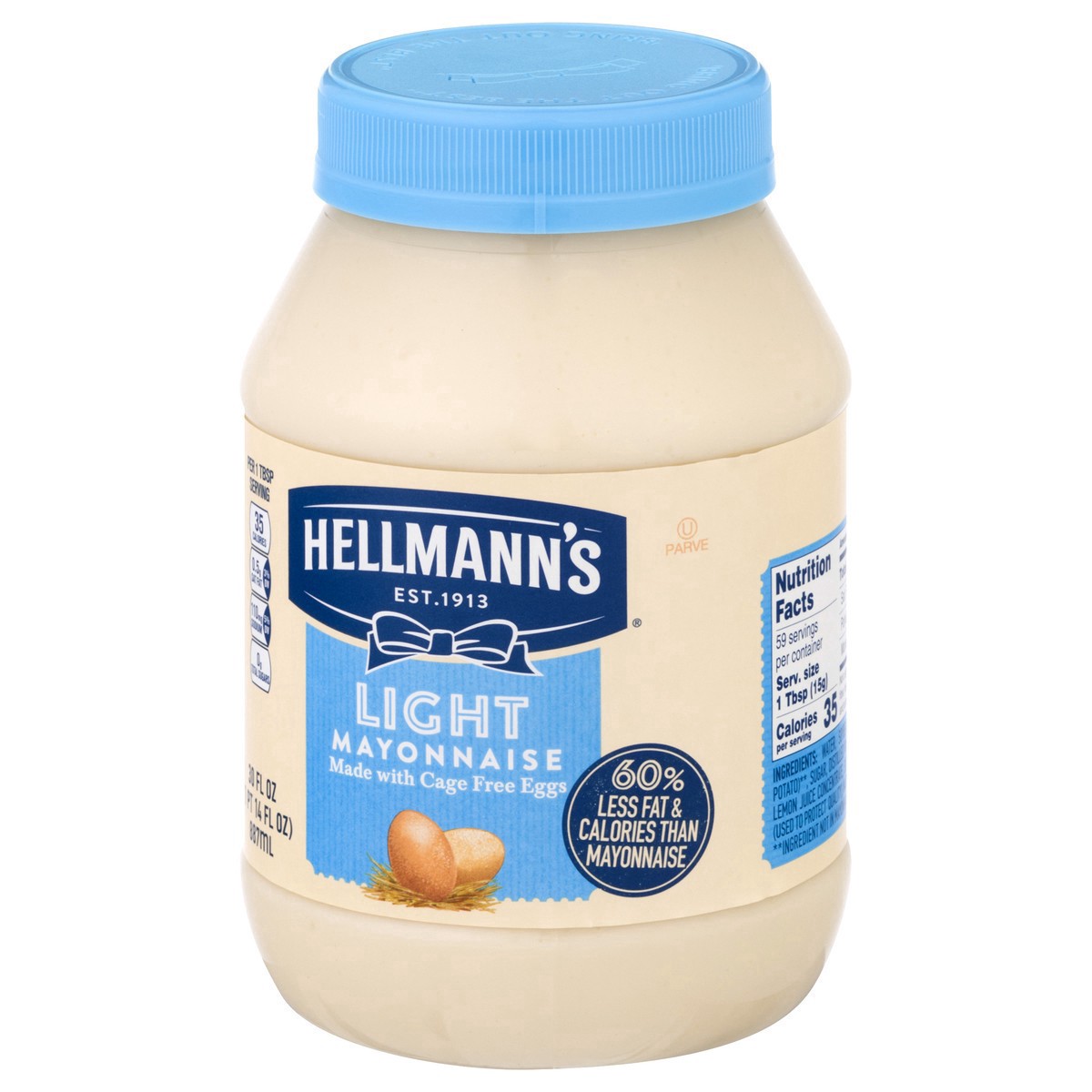 slide 5 of 9, Hellmann's Light Mayonnaise Light Mayo, 30 oz, 1 Ct, 30 oz