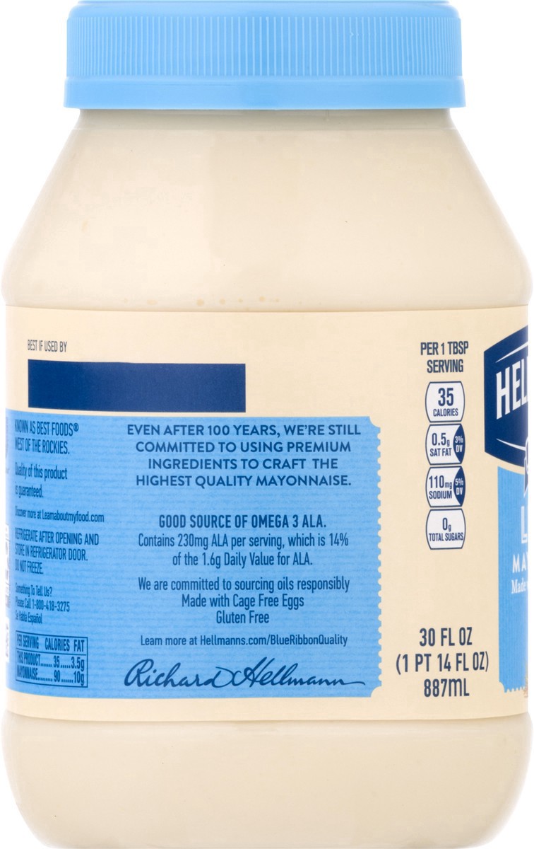 slide 8 of 9, Hellmann's Light Mayonnaise Light Mayo, 30 oz, 1 Ct, 30 oz