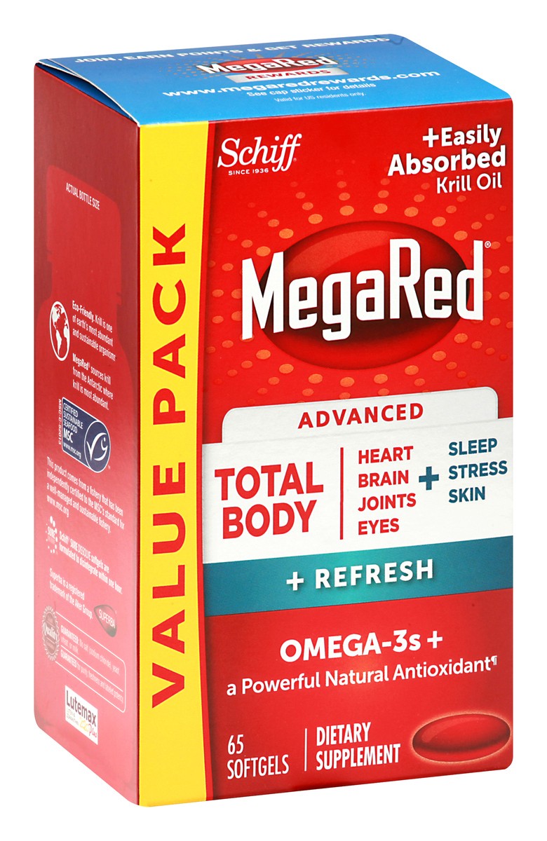 slide 8 of 9, MegaRed Value Pack Advanced Softgels Total Body + Refresh 65 ea, 65 ct