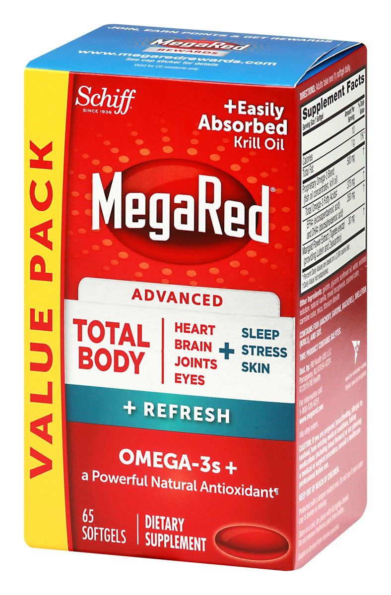 slide 5 of 9, MegaRed Value Pack Advanced Softgels Total Body + Refresh 65 ea, 65 ct