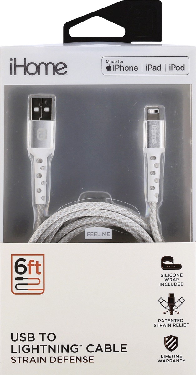 slide 4 of 11, iHome 6 Feet Strain Defense USB to Lightning Cable 1 ea, 1 ct