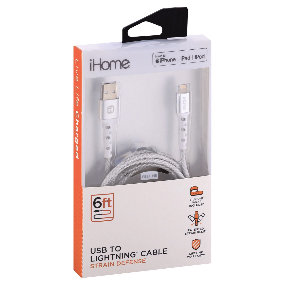 slide 7 of 11, iHome 6 Feet Strain Defense USB to Lightning Cable 1 ea, 1 ct