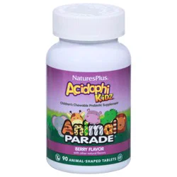 Nature's Plus Animal Parade Acidophi Kidz Berry Flavor Probiotic Supplement 90 Animal-Shaped Tablets