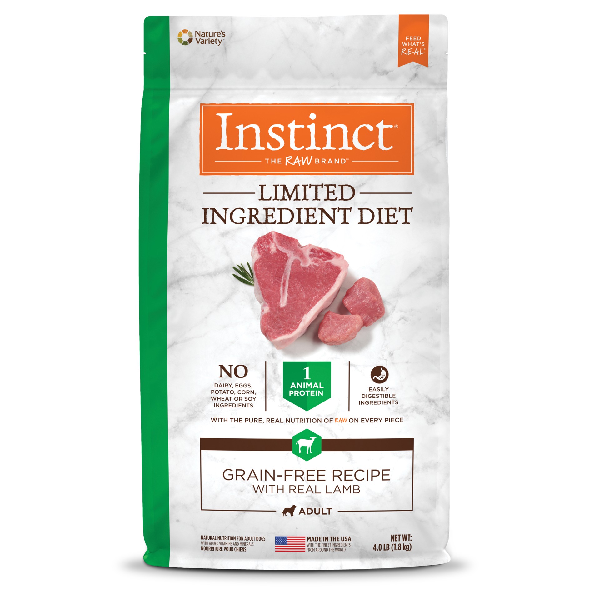 slide 1 of 10, Instinct Limited Ingredient Diet Lamb Dry Dog Food, 4 lb. Bag, 4 lb