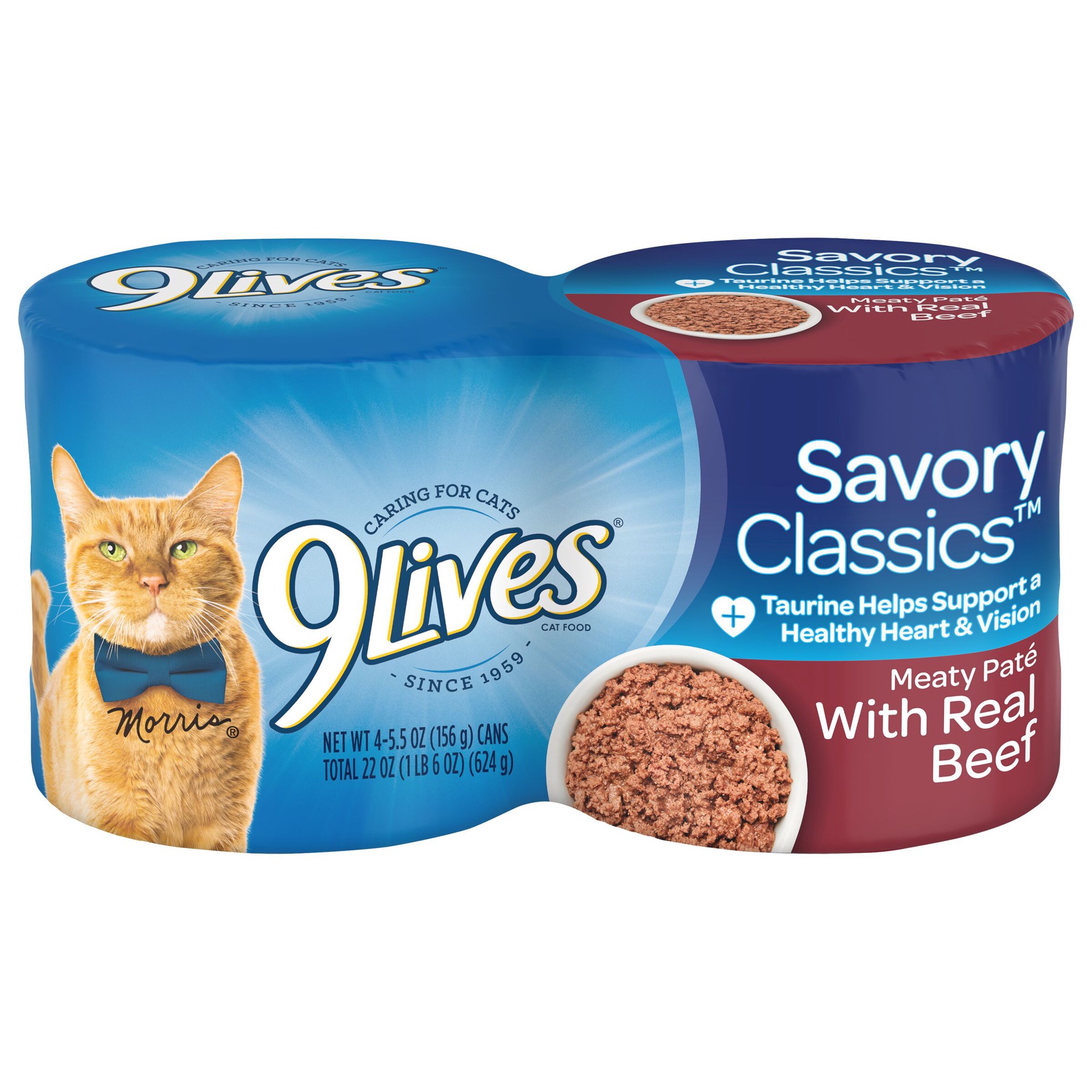 slide 1 of 6, 9Lives Meaty Paté With Real Beef Wet Cat Food, 22-Ounce, Pack of 4, 22 oz