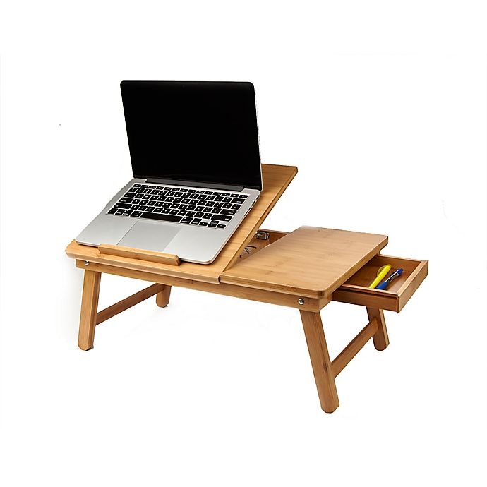 slide 1 of 1, Mind Reader Adjustable Bamboo Laptop Bed Tray - Brown, 1 ct