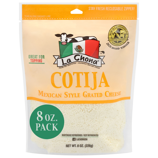 slide 1 of 1, La Chona Cotija Mexican Style Grated Cheese 8 oz, 8 oz
