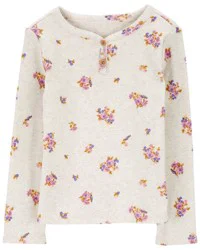 Oshkosh Toddler Floral Knit Long-Sleeve Fashion Top - Floral Cream floral 2T