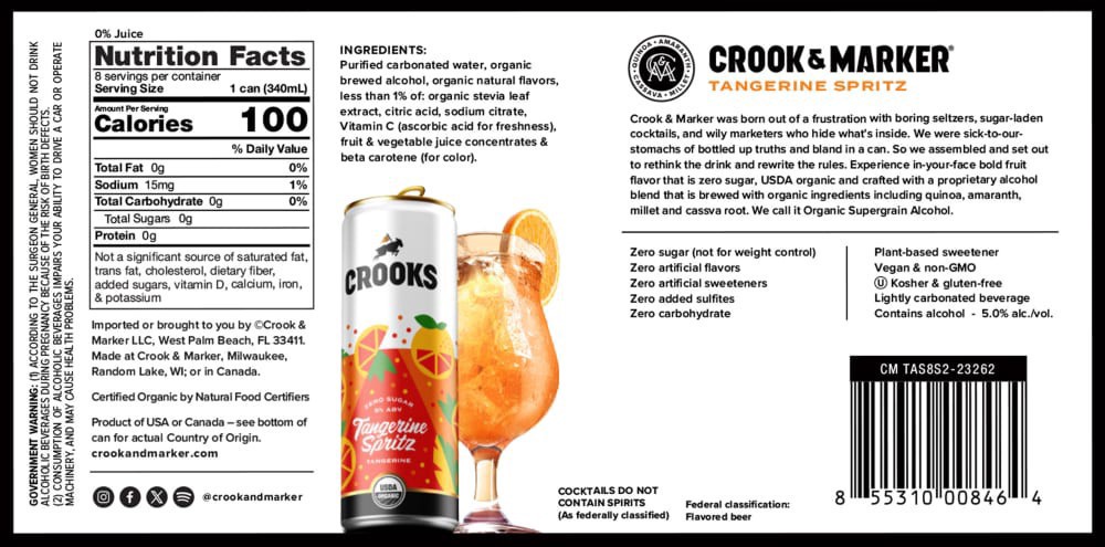 slide 2 of 2, Crook & Marker Crooks Tangerine Spritz Bubbles 11.5oz 8-Pack, 8 ct