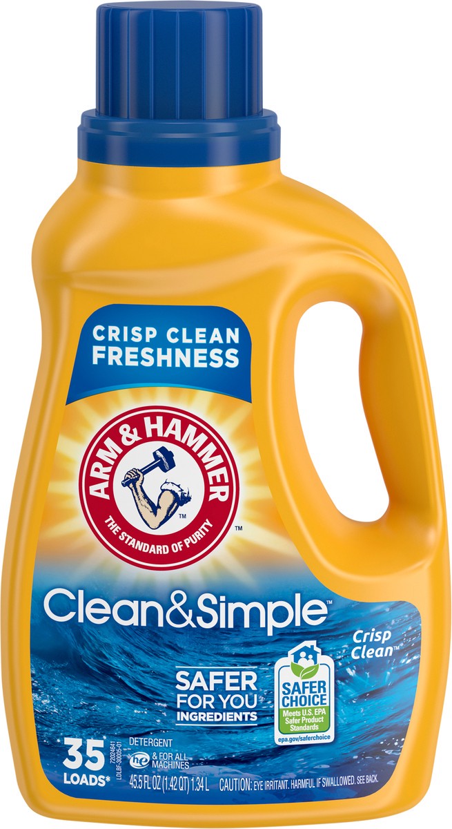 slide 3 of 9, ARM & HAMMER Clean Simple, 35 Loads Liquid Laundry Detergent, 45.5 Fl oz, 45.5 fl oz