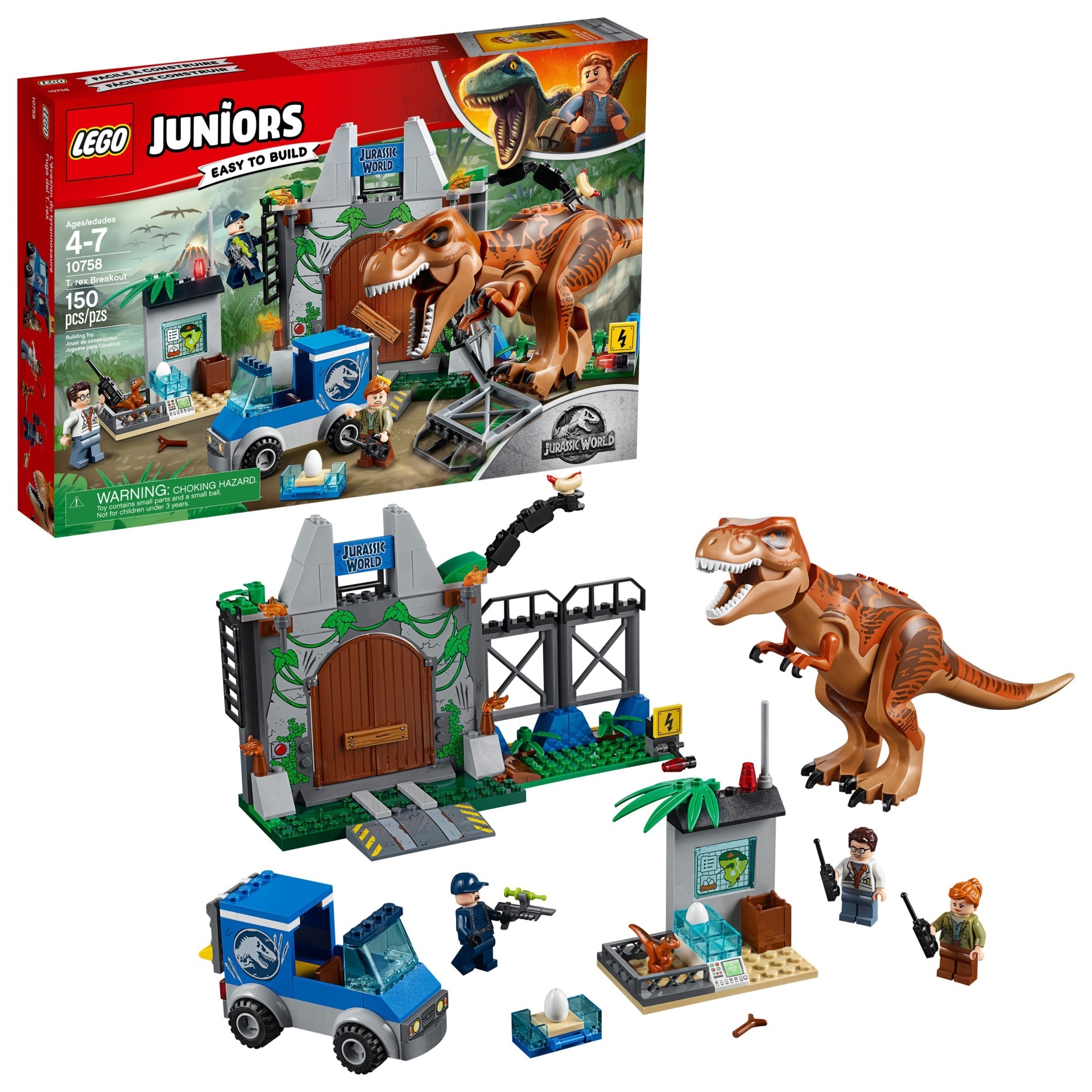 slide 1 of 7, LEGO Juniors Jurassic World T. rex Breakout 10758, 1 ct