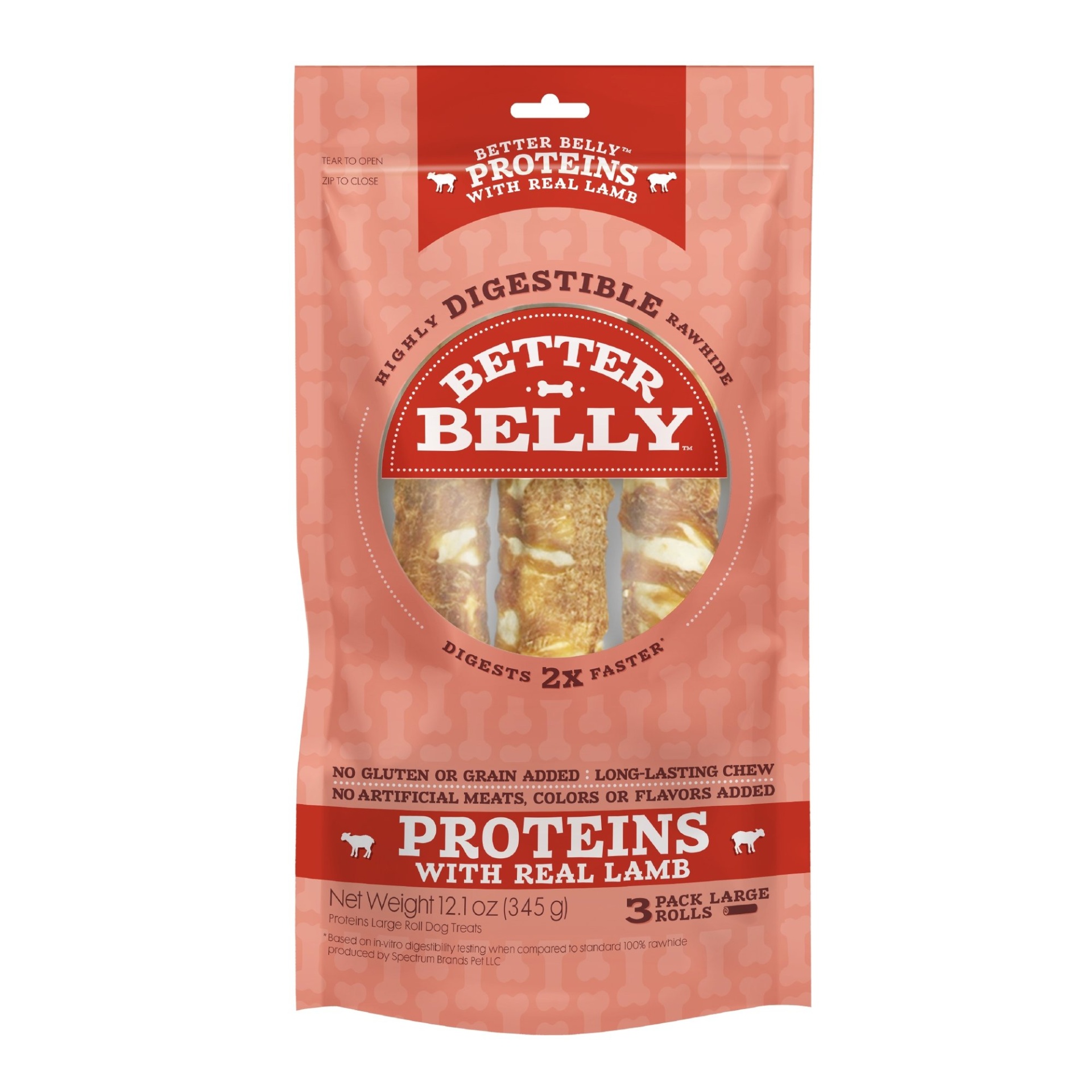 slide 1 of 1, Better Belly Proteins with Real Lamb Dog Chew, 12.1 oz