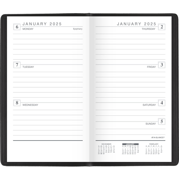 slide 2 of 3, 2025 At-A-Glance Designer Cover Weekly Planner, 3-1/4"" X 5-3/4"", Black, January To December, 7040205, 1 ct