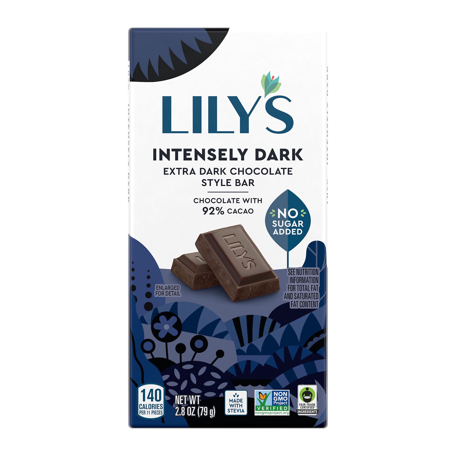 slide 1 of 10, Lily's Intensely Dark Chocolate Style No Sugar Added, Sweets Bar, 2.8 oz, 2.8 oz