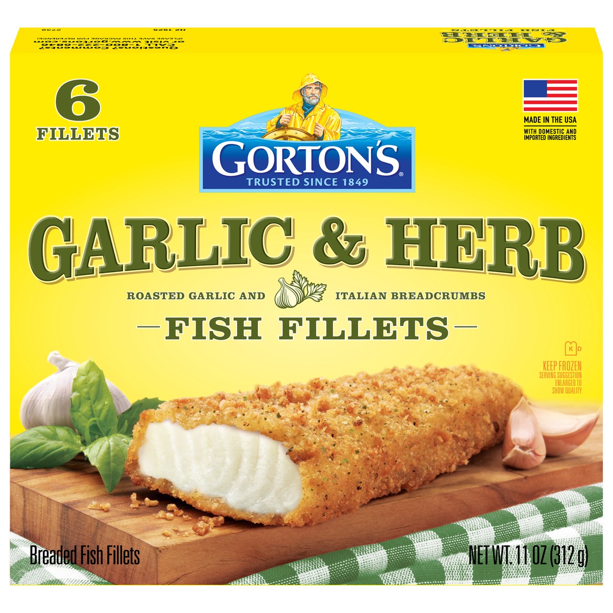 slide 1 of 9, Gorton's Breaded Garlic & Herb Fish Fillets 6 Each, 11 oz