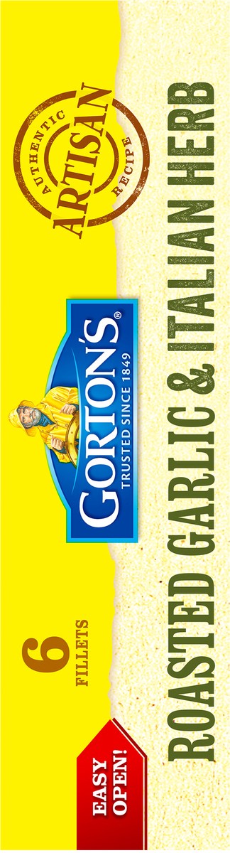 slide 9 of 9, Gorton's Roasted Garlic & Italian Herb Artisan Fish 100% Whole Fish Fillets, Wild Caught Fish with Italian Breadcrumbs, Frozen, 6 Count, 11 Ounce Package, 11 oz