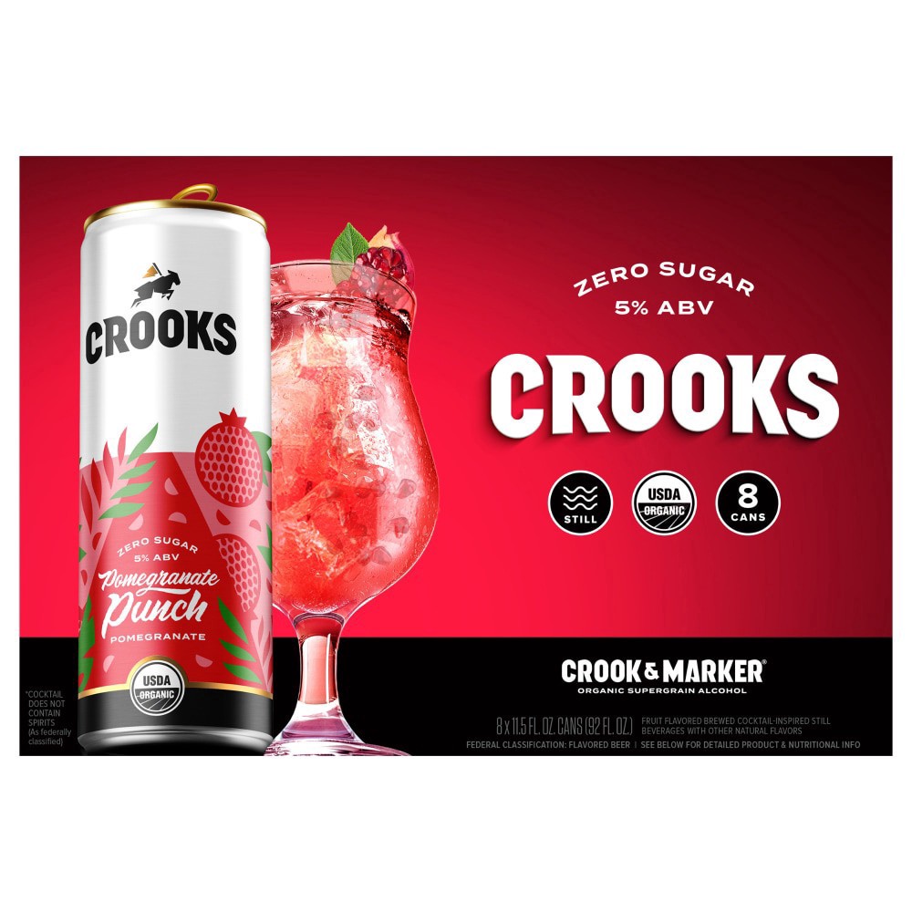 slide 1 of 2, Crook & Marker Crooks Pomegranate Punch Still 11.5oz 8-Pack, 8 ct; 12 oz
