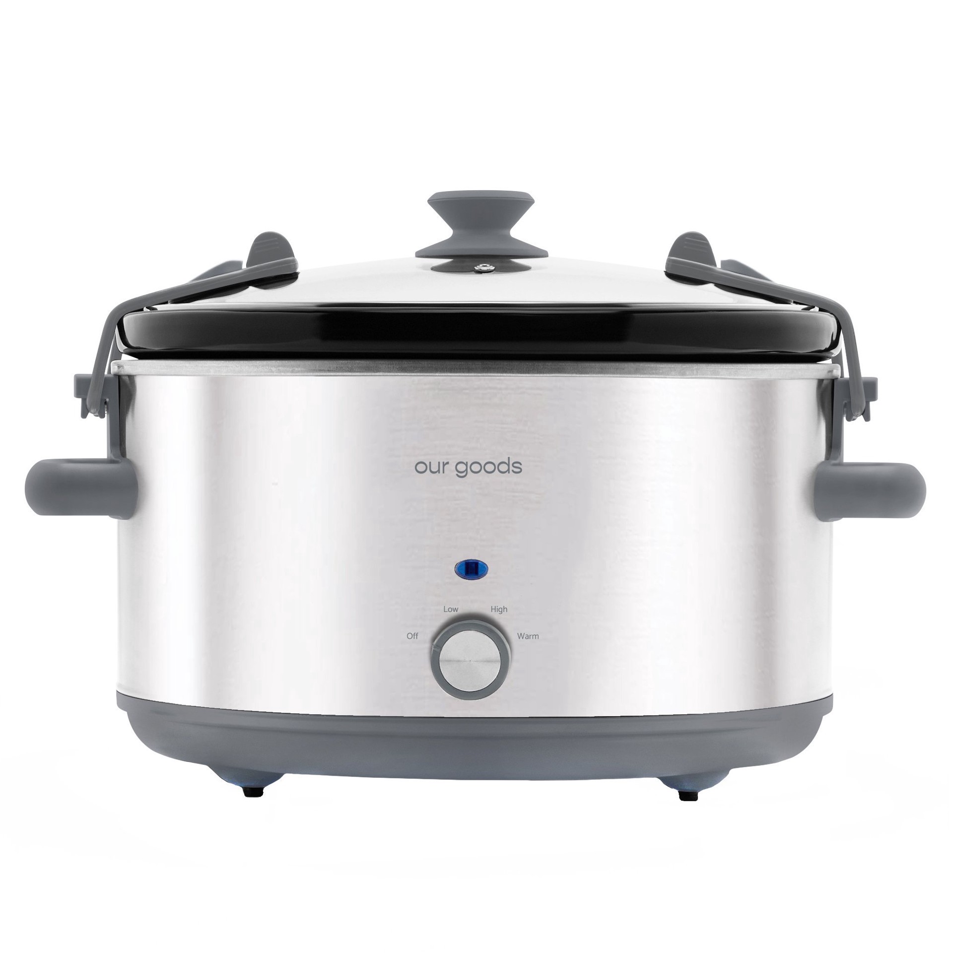 slide 1 of 1, our goods Slow Cooker - Stainless Steel, 8.5 qt