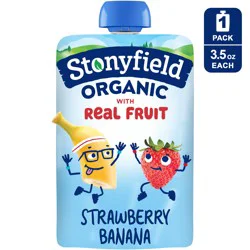 Stonyfield Organic Kids Strawberry Banana Reduced Fat Yogurt Pouch - 3.5 oz