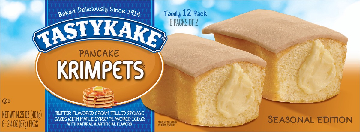 slide 5 of 9, Tastykake Pancake Krimpets, Cakes with Syrup Flavored Icing, 12 Count, 6 ct
