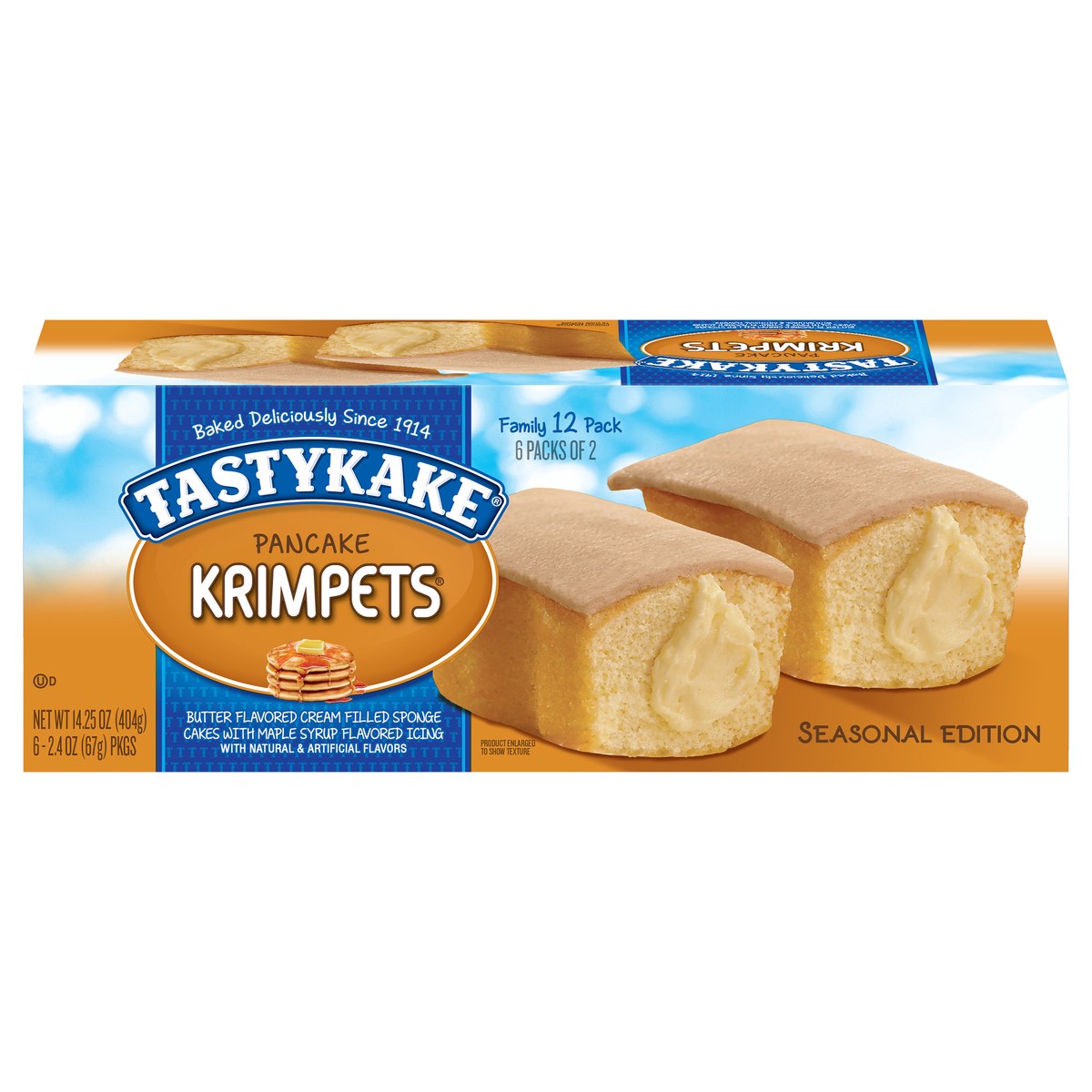 slide 1 of 9, Tastykake Pancake Krimpets, Cakes with Syrup Flavored Icing, 12 Count, 6 ct