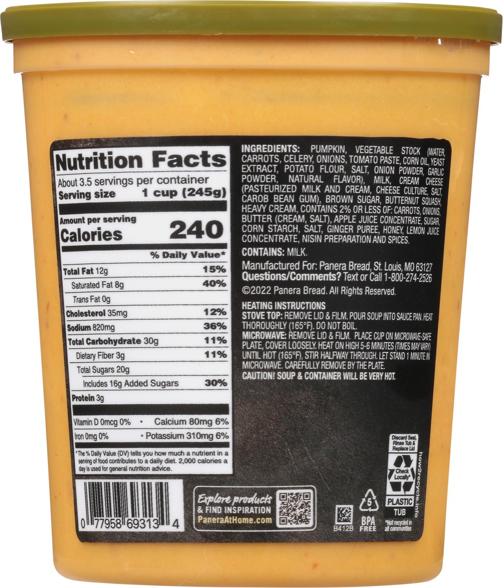 slide 8 of 11, Panera Bread Autumn Squash Soup, 32 OZ Soup Cup (Gluten Free), 32 oz