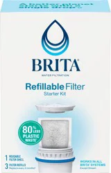 Brita Refillable Water Filtration Starter Kit with 1 Reusable Filter Shell and 3 Filter Refills