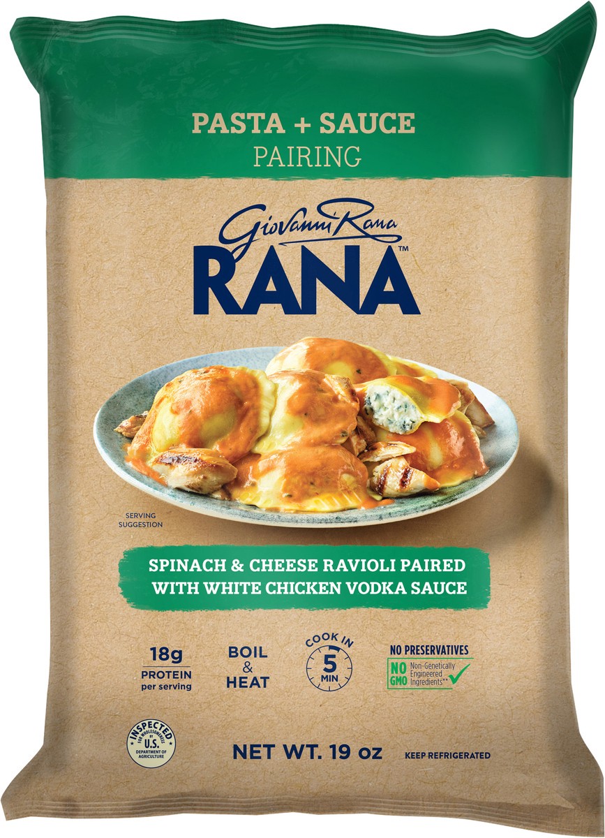 slide 4 of 5, Rana Spinach & Cheese Ravioli Pasta + Sauce Pairing 19 oz, 19 oz