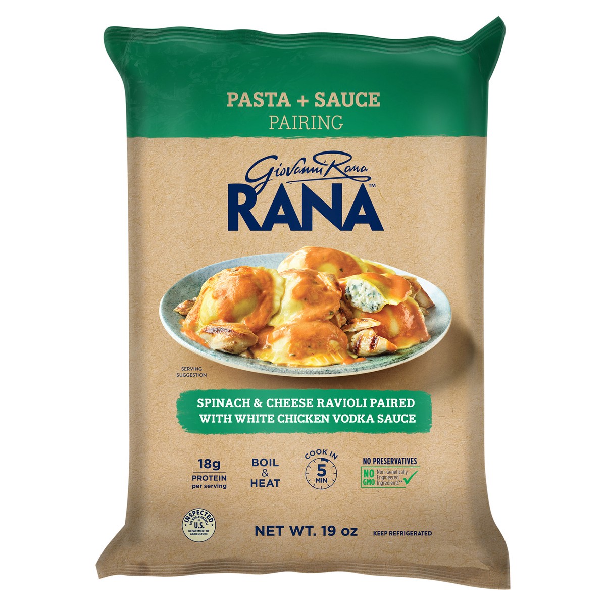 slide 1 of 5, Rana Spinach & Cheese Ravioli Pasta + Sauce Pairing 19 oz, 19 oz