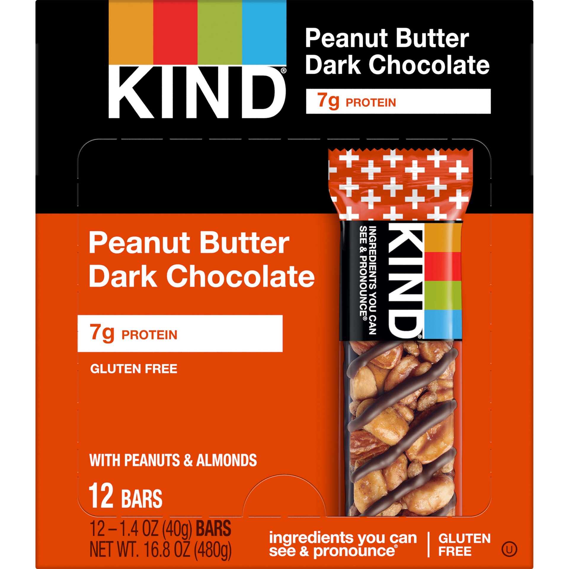 slide 1 of 13, KIND Nut Bars, Peanut Butter Dark Chocolate, 1.4 oz, 12 Count, 12 ct