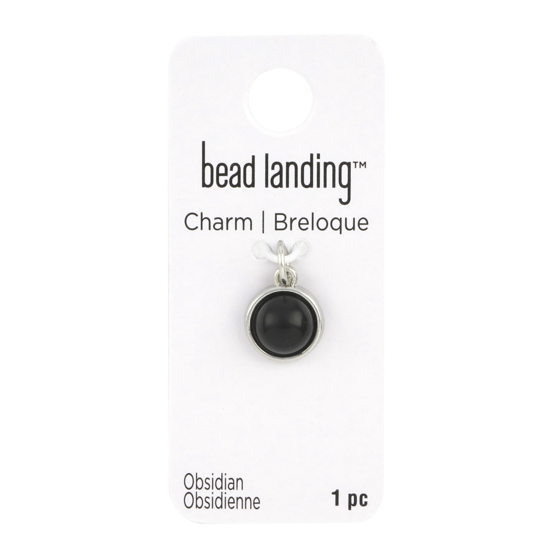 slide 2 of 3, Round Obsidian Charm By Bead Landing, 10 mm charm diameter