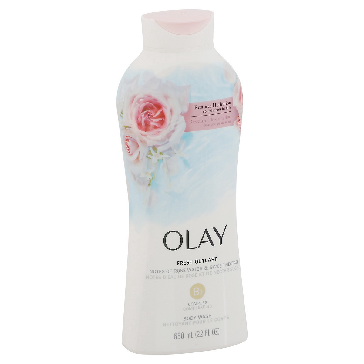 slide 6 of 9, Olay Fresh Outlast Rose Water & Sweet Nectar Body Wash, 22 fl oz, 22 fl oz