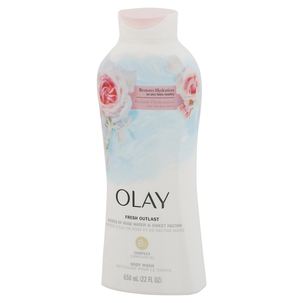 slide 4 of 9, Olay Fresh Outlast Rose Water & Sweet Nectar Body Wash, 22 fl oz, 22 fl oz