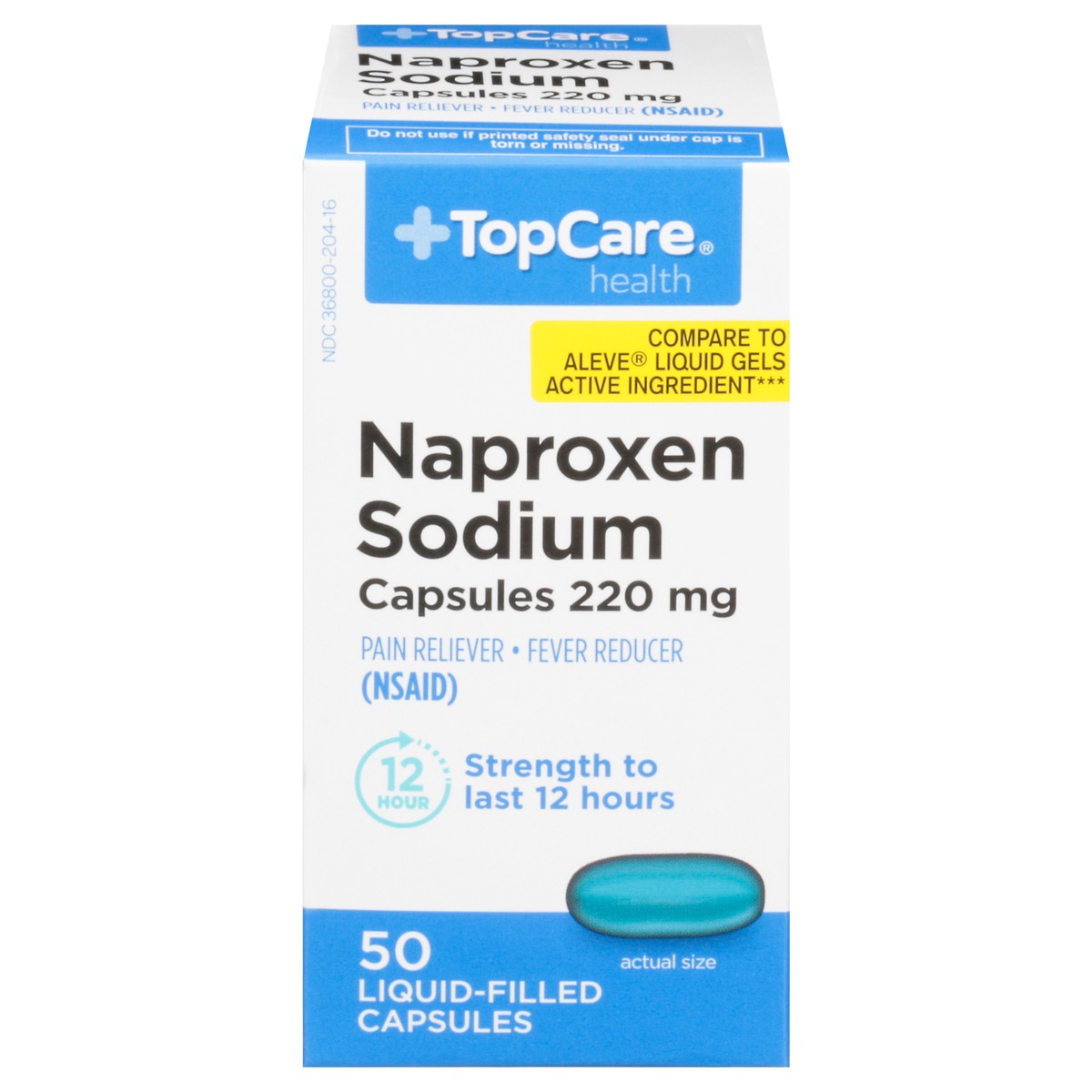 slide 2 of 16, TopCare Health 220 mg Naproxen Sodium 50 Liquid-Filled Capsules, 50 ct