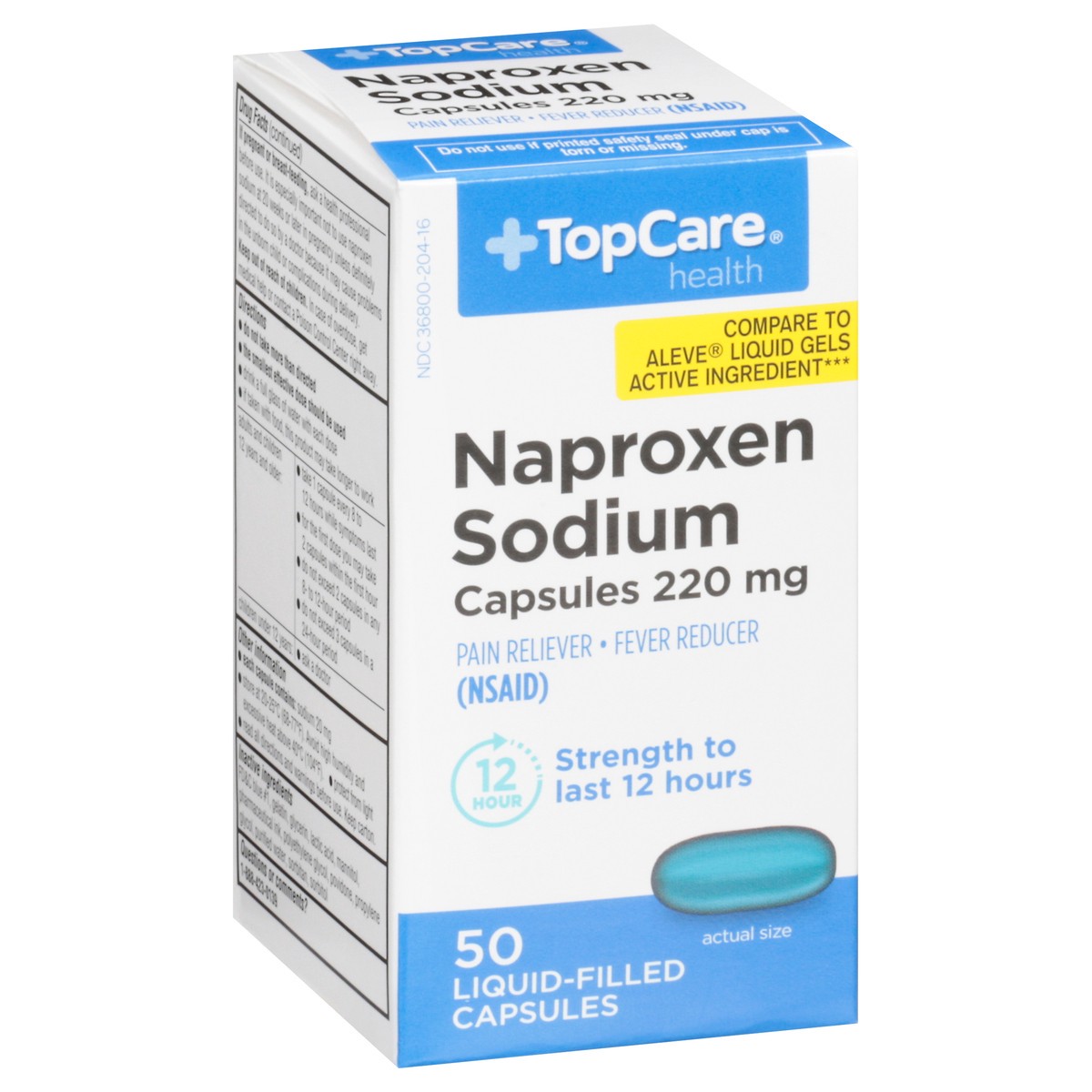 slide 3 of 16, TopCare Health 220 mg Naproxen Sodium 50 Liquid-Filled Capsules, 50 ct