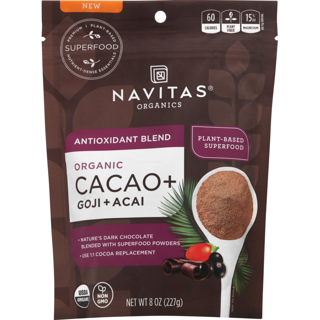 slide 1 of 1, Navitas Cacao Antioxidant Powder, 8 oz