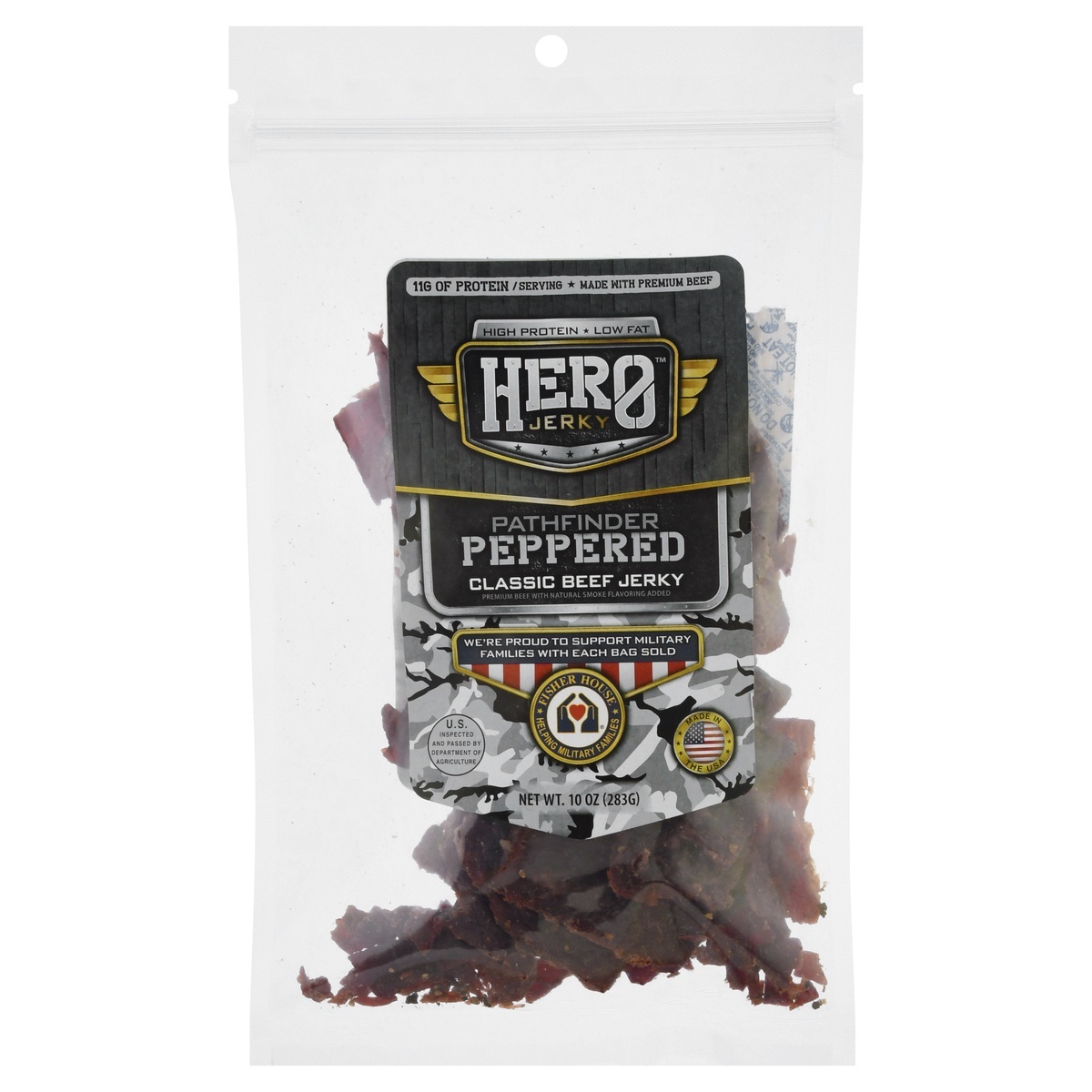 slide 1 of 1, Hero Beef Jerky Peppered, 10 oz