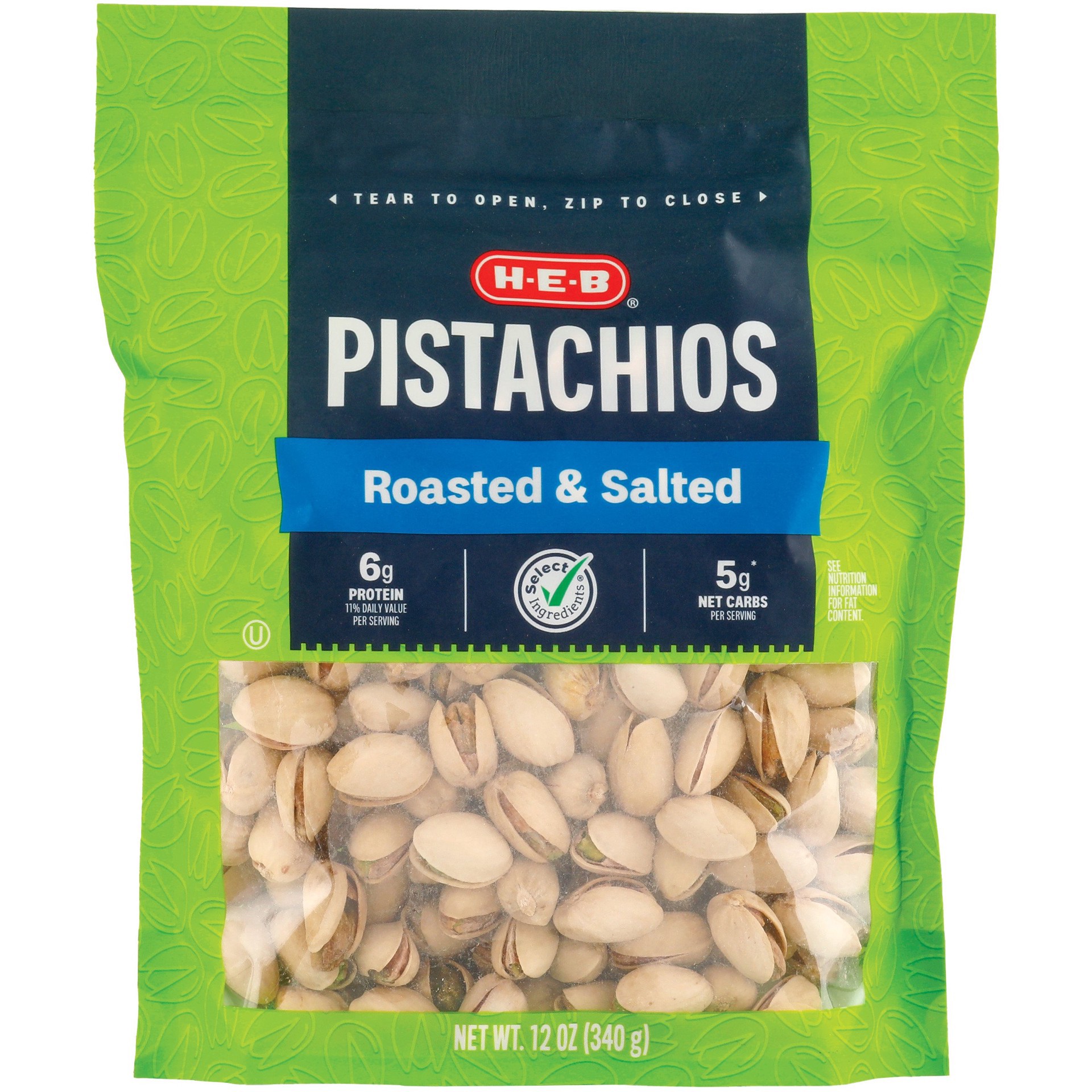 slide 1 of 1, H-E-B Salted Roasted Pistachios, 12 oz