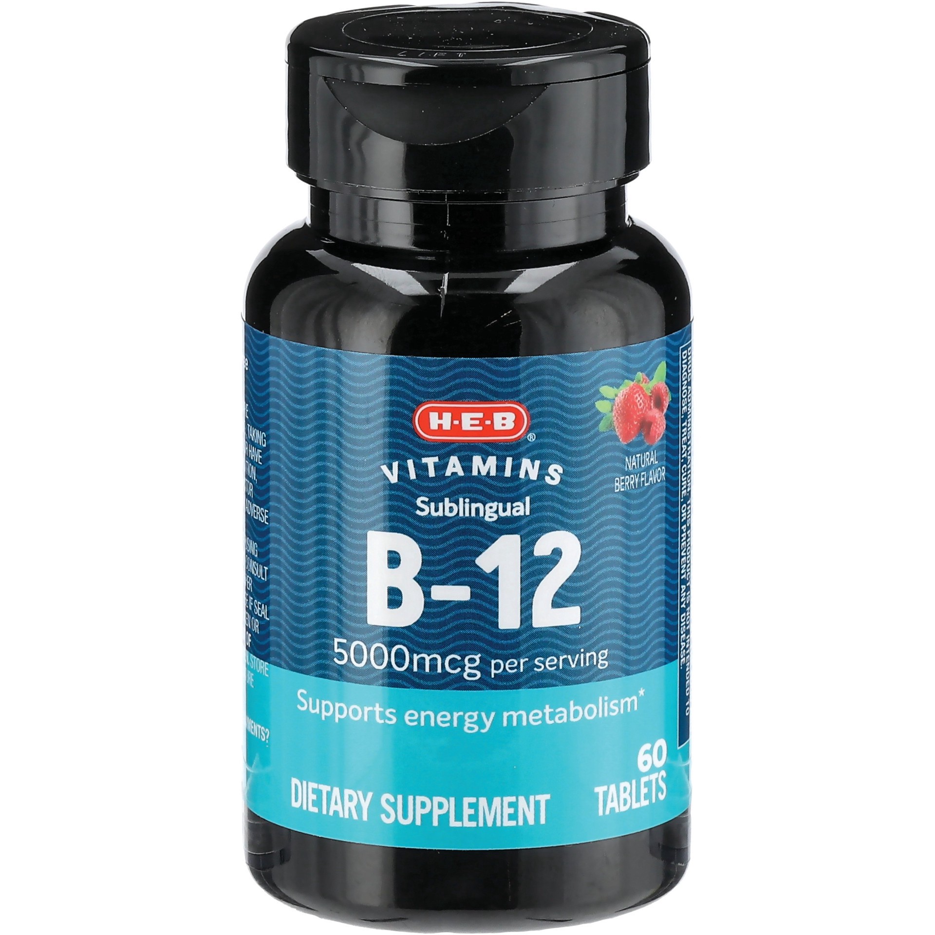 slide 1 of 1, H-E-B Vitamins B-12 5,000 mcg Sublingual Tablets - Berry, 60 ct