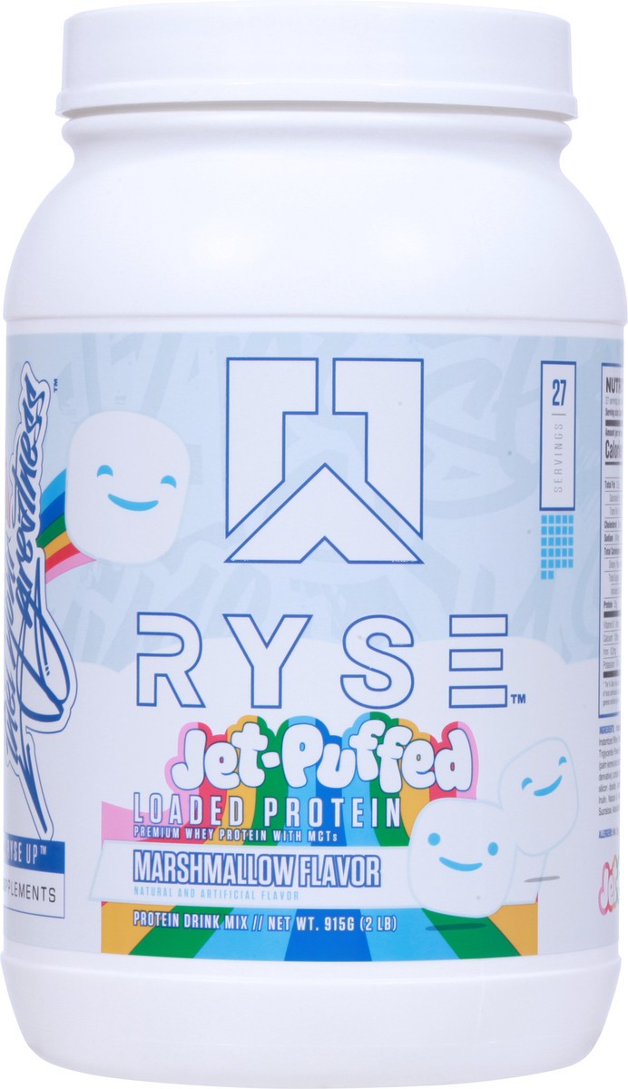 slide 4 of 9, Ryse Core Loaded Protein 27 Serving Jet-Puffed Marshmallow, 2 lb
