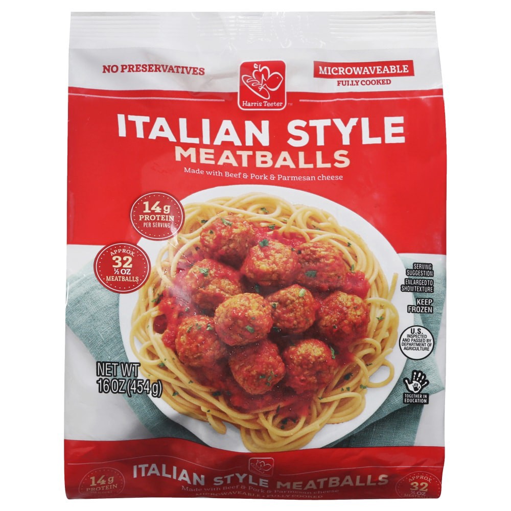 slide 1 of 2, Harris Teeter Italian Style Meatballs, 16 oz