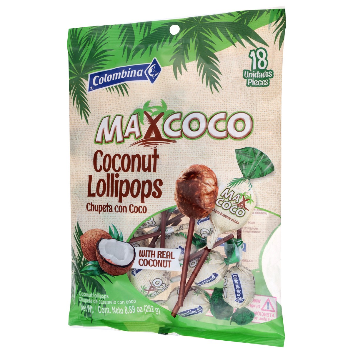 slide 3 of 4, Colombina Maxcoco Coconut Lollipops 18 Each, 8.89z