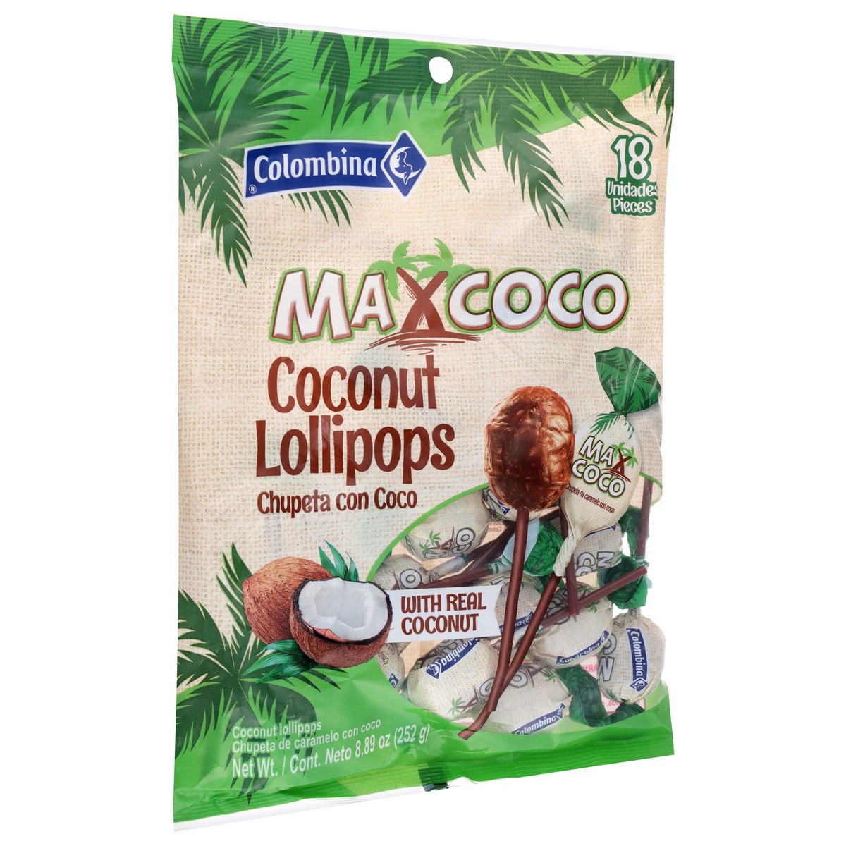 slide 2 of 4, Colombina Maxcoco Coconut Lollipops 18 Each, 8.89z
