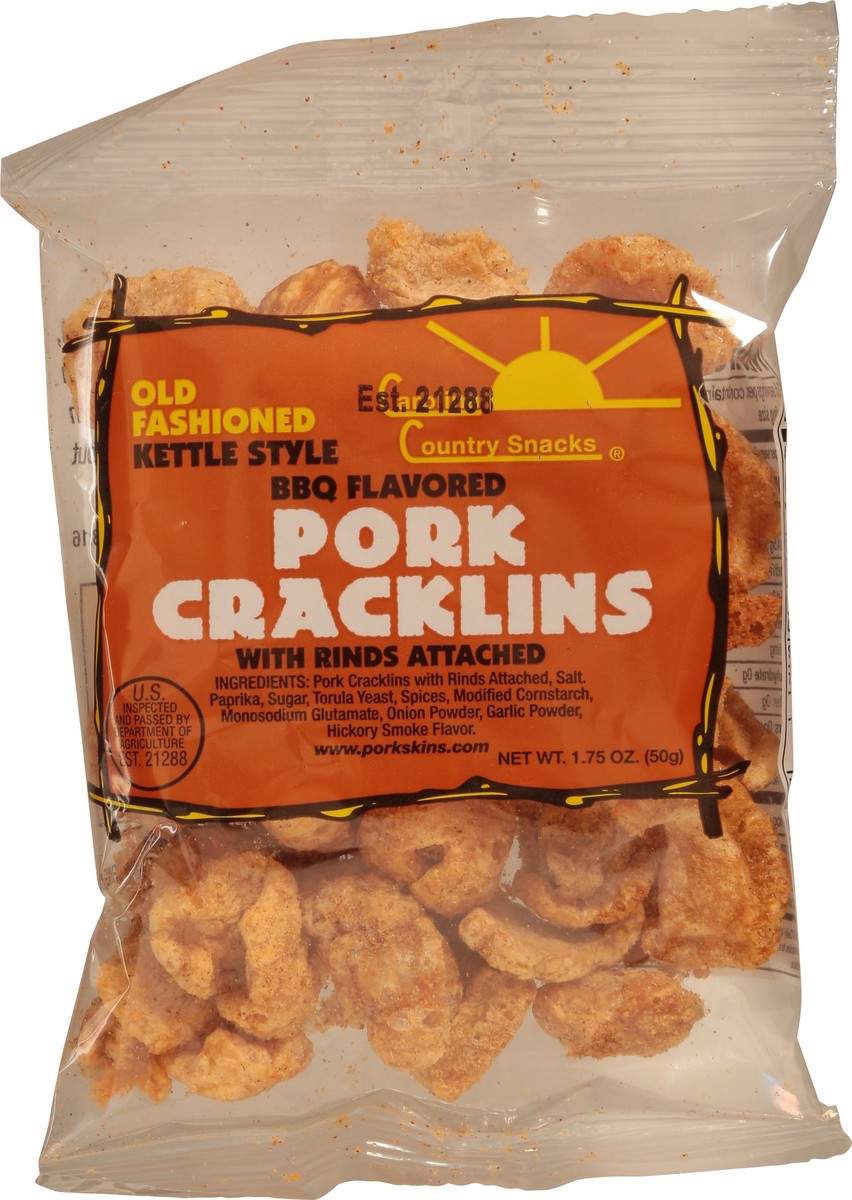 slide 5 of 14, Carolina Country Snacks Kettle Style BBQ Flavored Pork Cracklins with Rinds Attached - 1.75 oz, 1.75 oz