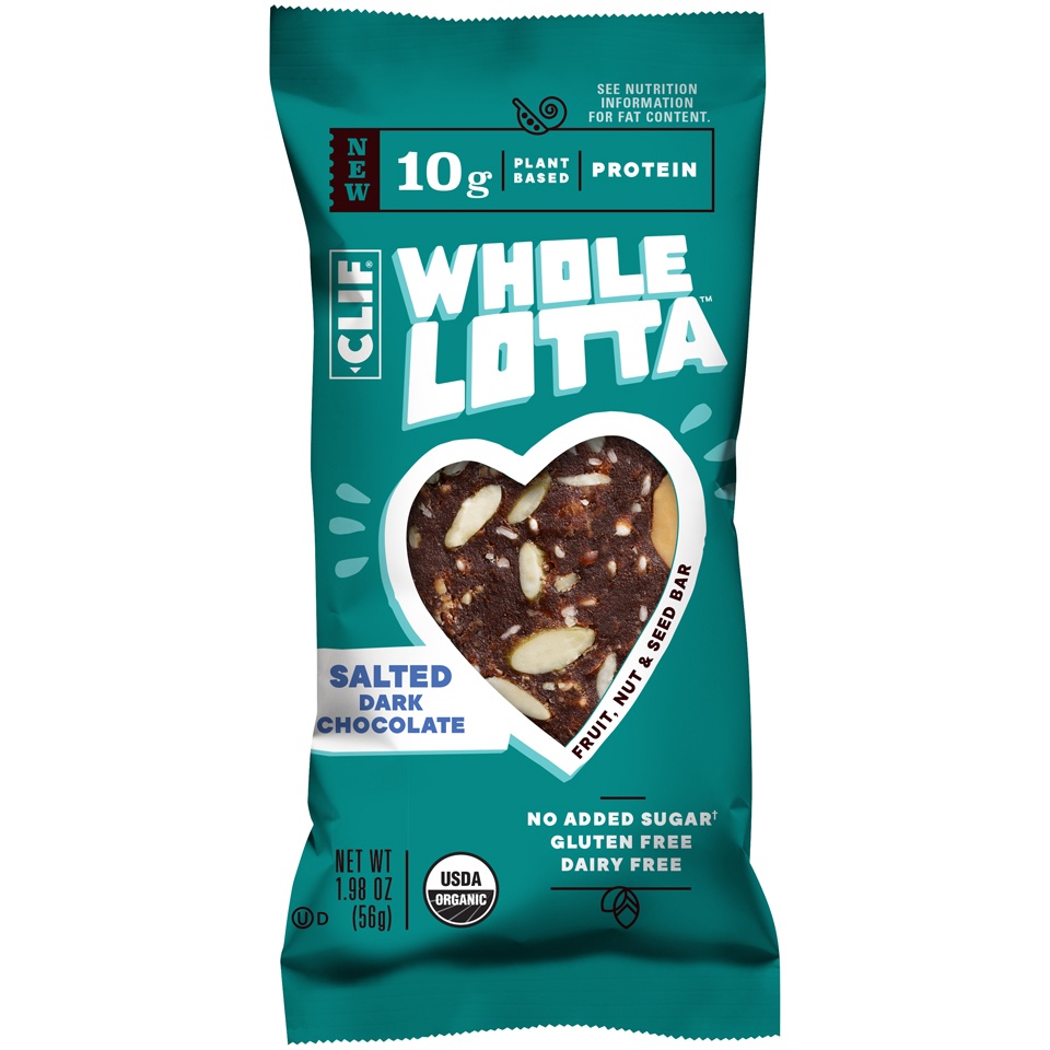 slide 2 of 7, CLIF Whole Lotta Salted Dark Chocolate Fruit, Nut & Seed Bar, 1.98 oz