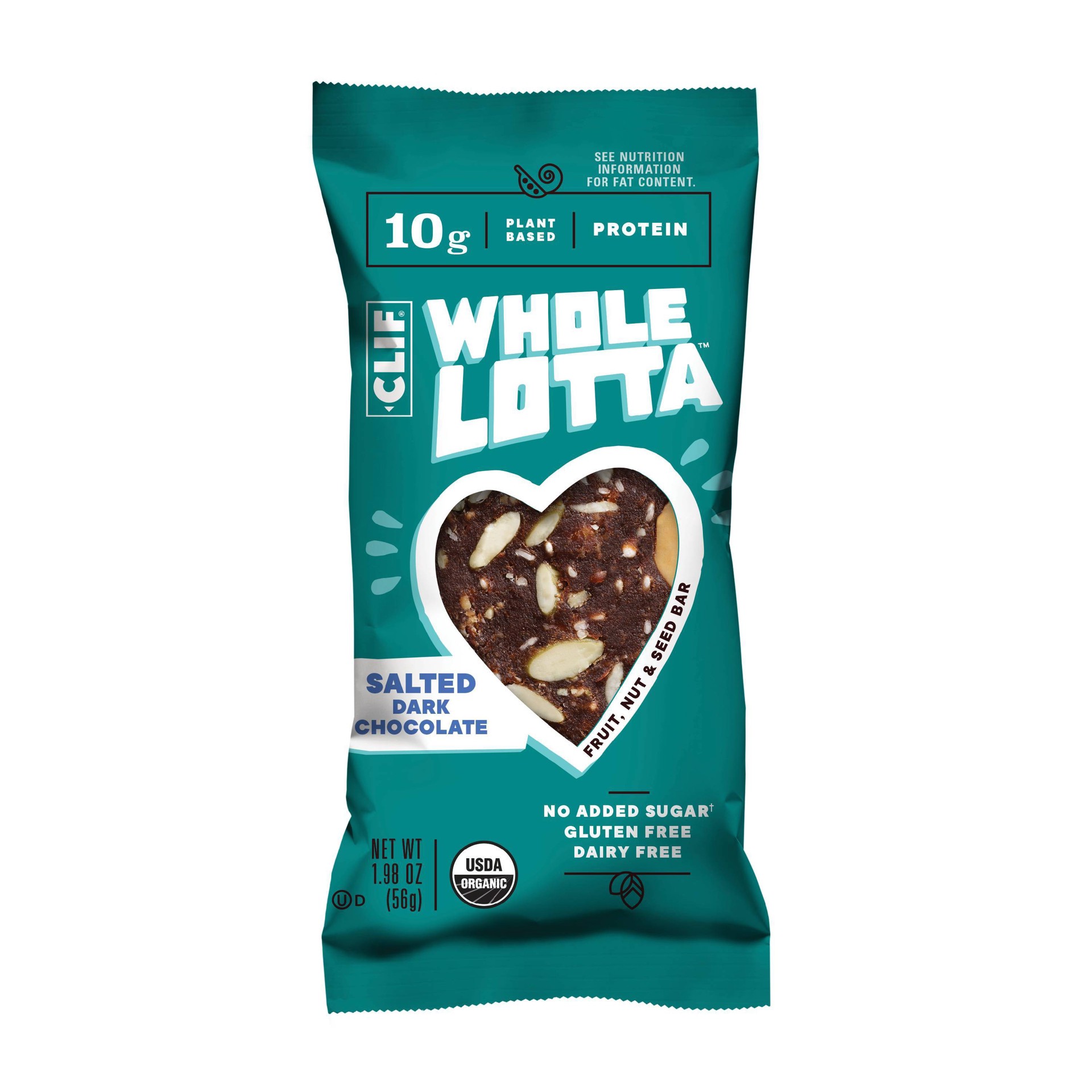 slide 1 of 7, CLIF Whole Lotta Salted Dark Chocolate Fruit, Nut & Seed Bar, 1.98 oz