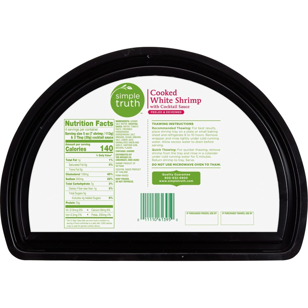 slide 2 of 2, Simple Truth Cooked White Shrimp With Cocktail Sauce, 1.25 lb