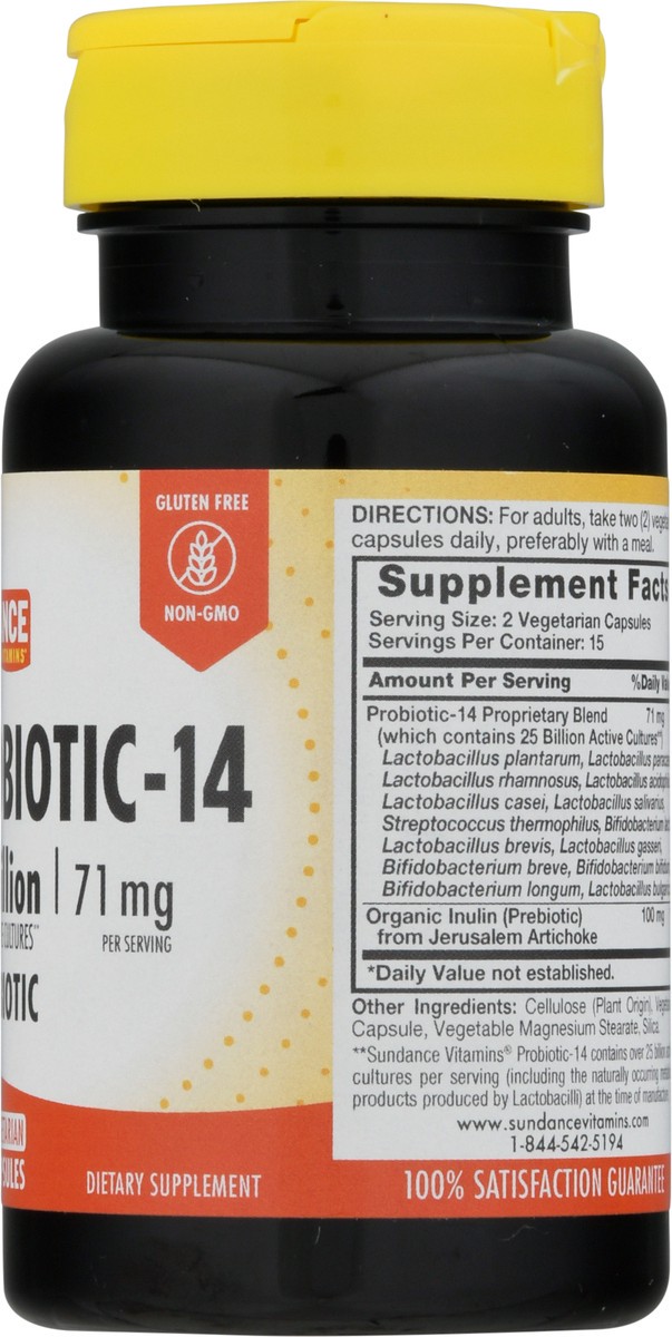 slide 11 of 12, Sundance Vitamins Vegetarian Capsules 71 mg Probiotic-14 + Prebiotic 30 ea, 30 ct